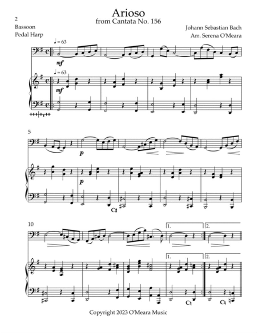 Arioso, Duet for Bassoon & Pedal Harp Bassoon scores gallery preview page 2