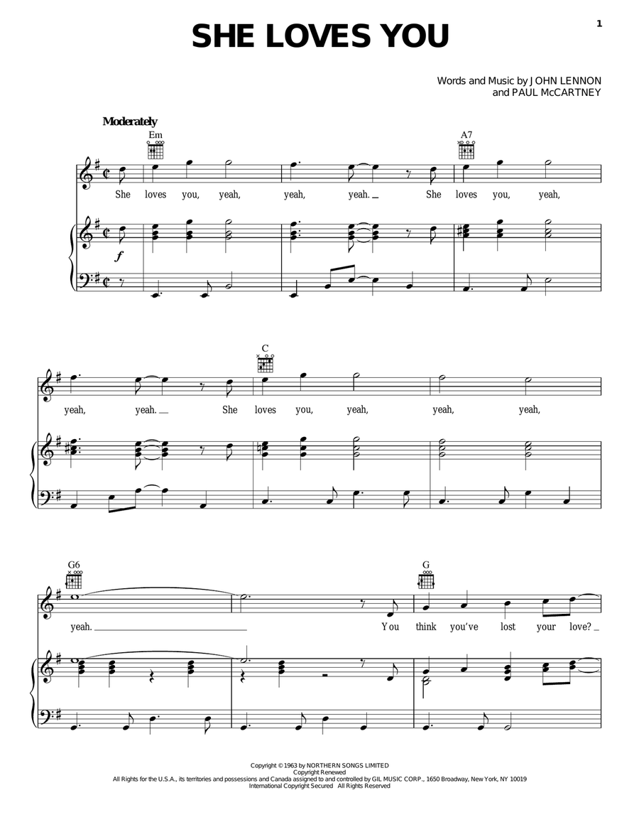 She Loves You She Loves You Acoustic Guitar scores gallery preview page 1