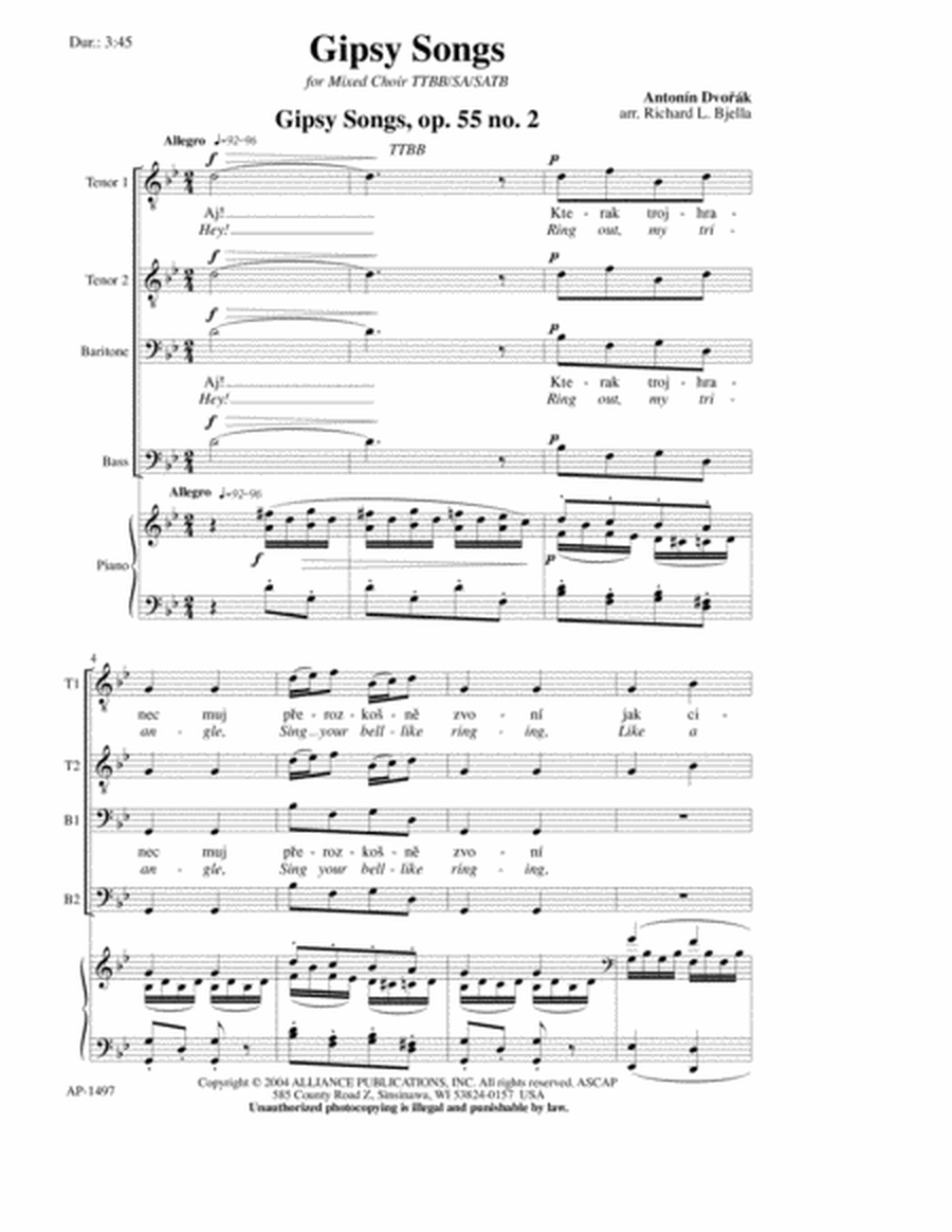 Gipsy Songs for Mixed Choir No. 2, 3, 5 image number null