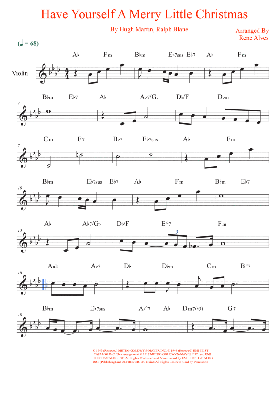 Have Yourself A Merry Little Christmas Violin Solo scores gallery preview page 1