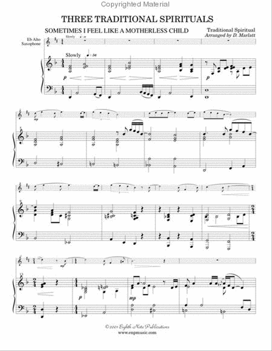 Three Traditional Spirituals Alto Saxophone scores gallery preview page 2