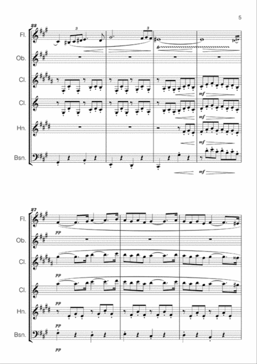 Pavane (Faure) for Wind Quintet (Original Key) Woodwind Quintet scores gallery preview page 5