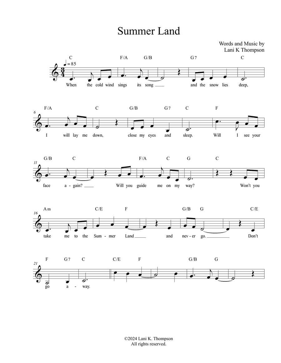 Summer Land Piano scores gallery preview page 1