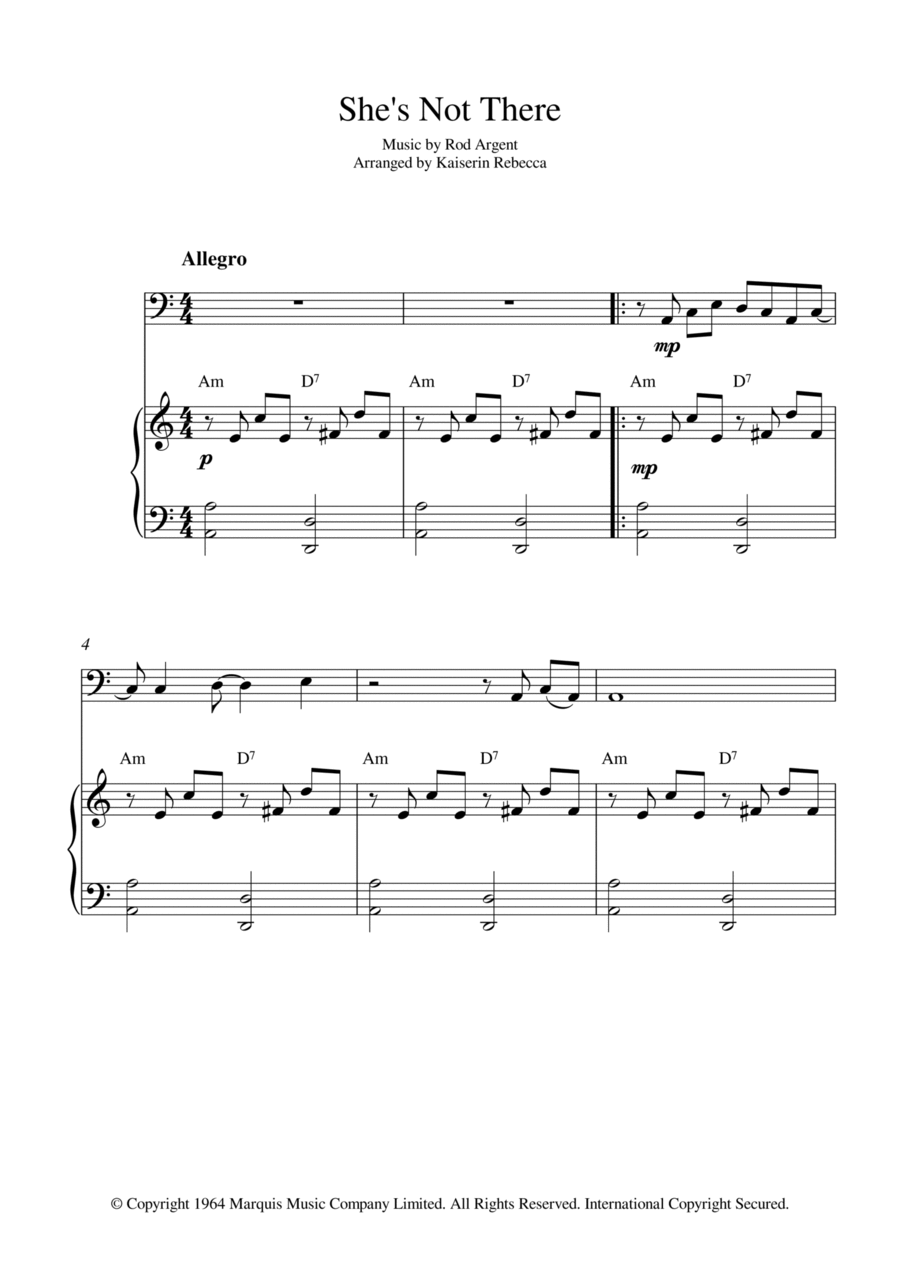 She's Not There Bassoon scores gallery preview page 1