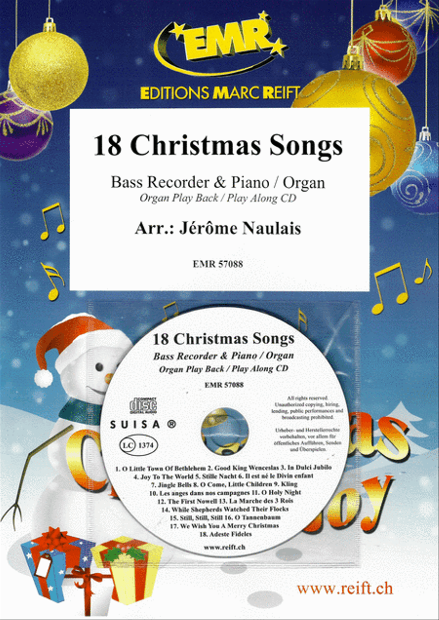 18 Christmas Songs Bass Recorder scores gallery preview page 1