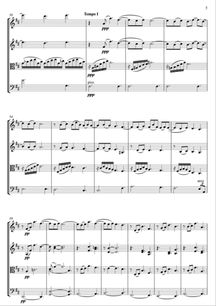 Clair de Lune Clair de Lune String Quartet scores gallery preview page 6