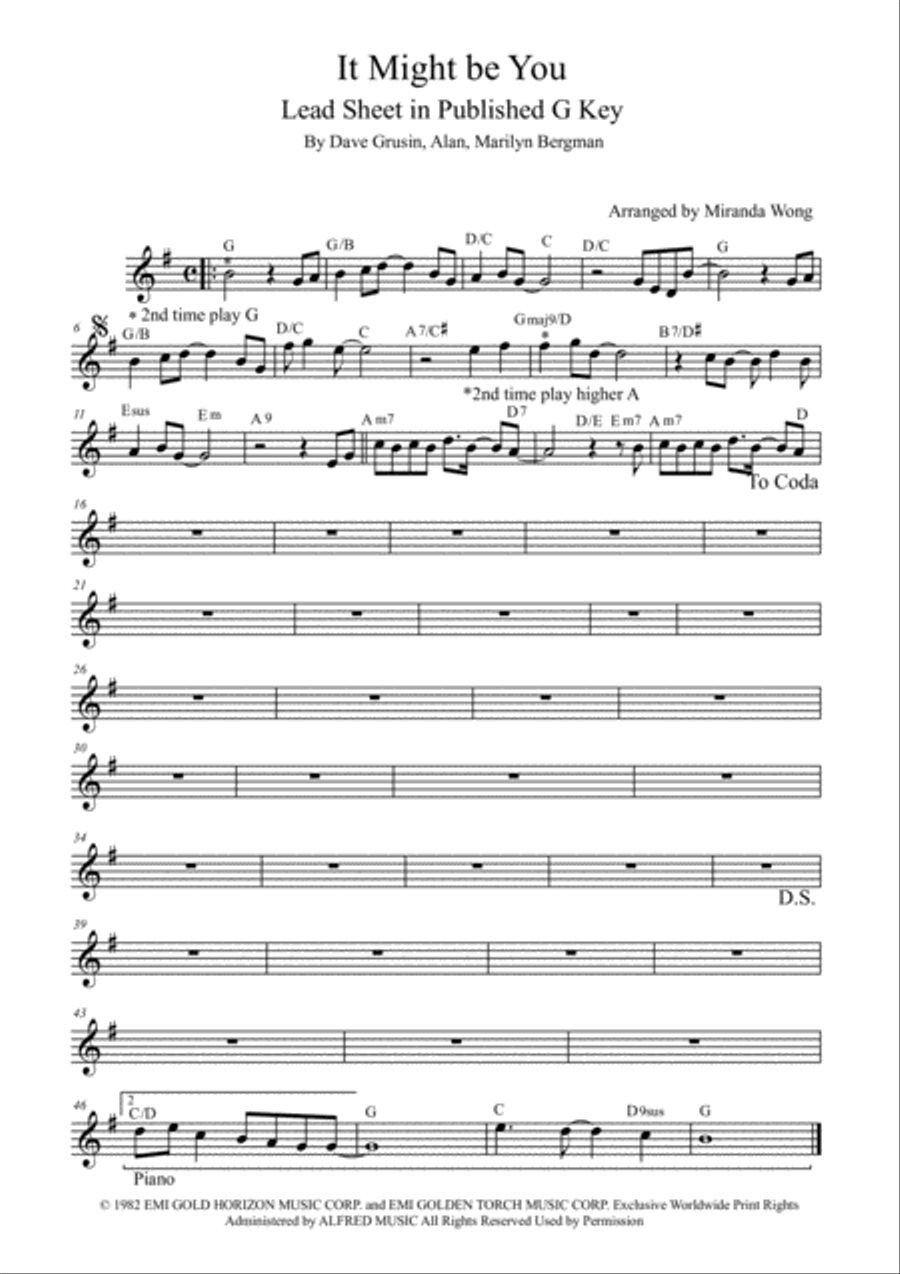 It Might Be You Piano, Vocal, Guitar scores gallery preview page 1