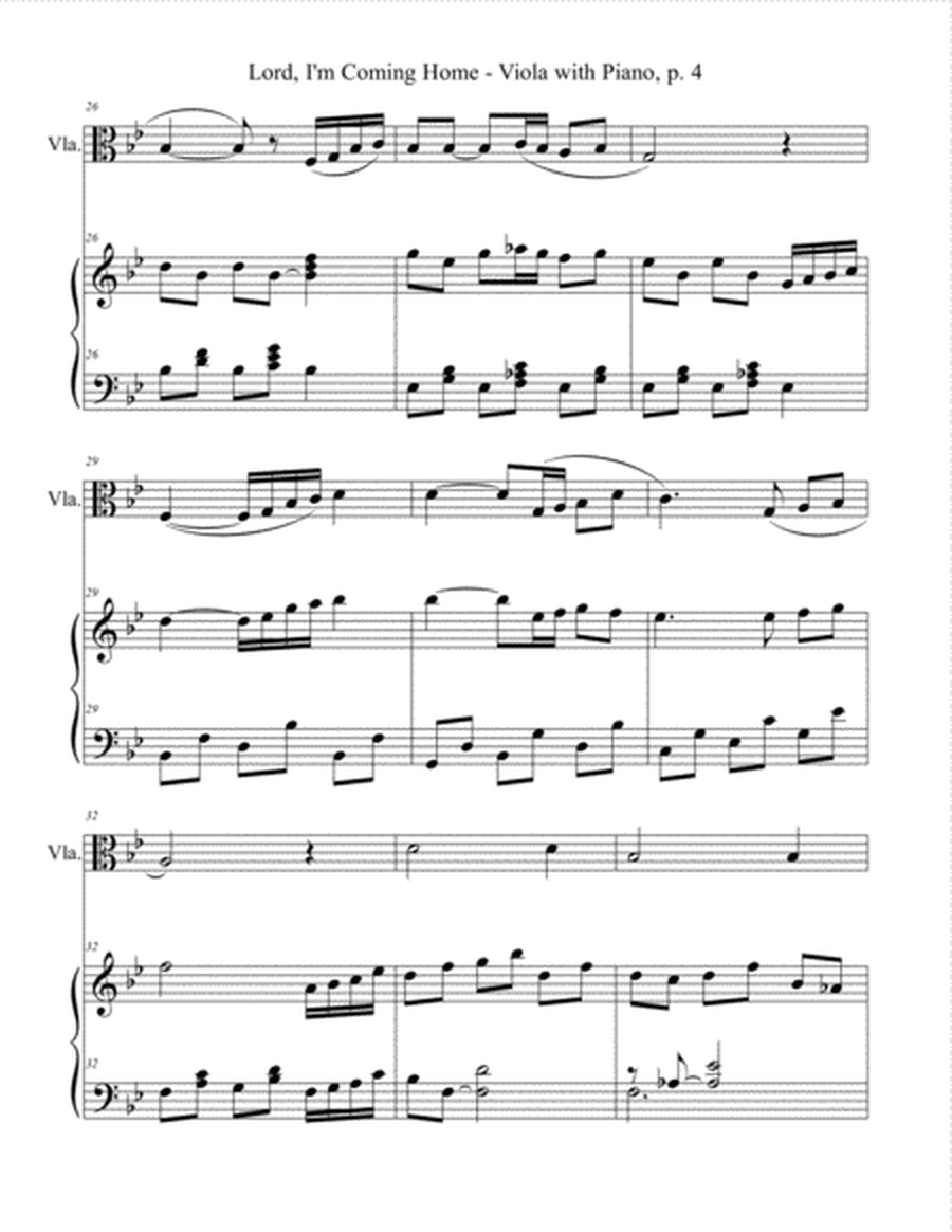 LORD, I'M COMING HOME (for Viola and Piano with Score/Part) image number null