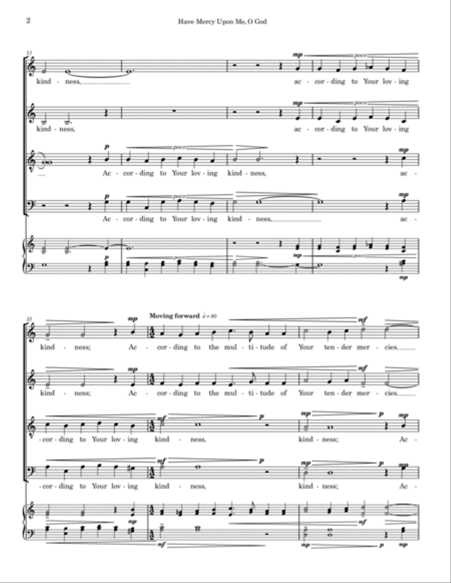 Have Mercy Upon Me, O God (Psalm 51) 4-Part scores gallery preview page 2