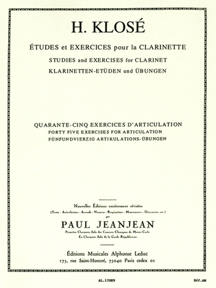 Book cover for Etudes et Exercises pour la Clarinette