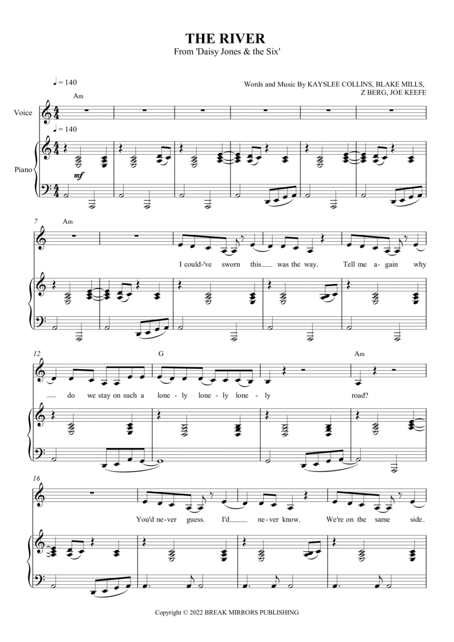 The River Piano, Vocal, Guitar scores gallery preview page 1