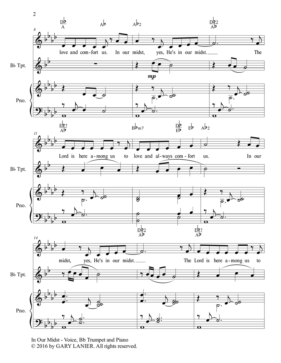 Gary Lanier: IN OUR MIDST (Worship - For Voice, Bb Trumpet and Piano with Parts) Piano, Vocal scores gallery preview page 3