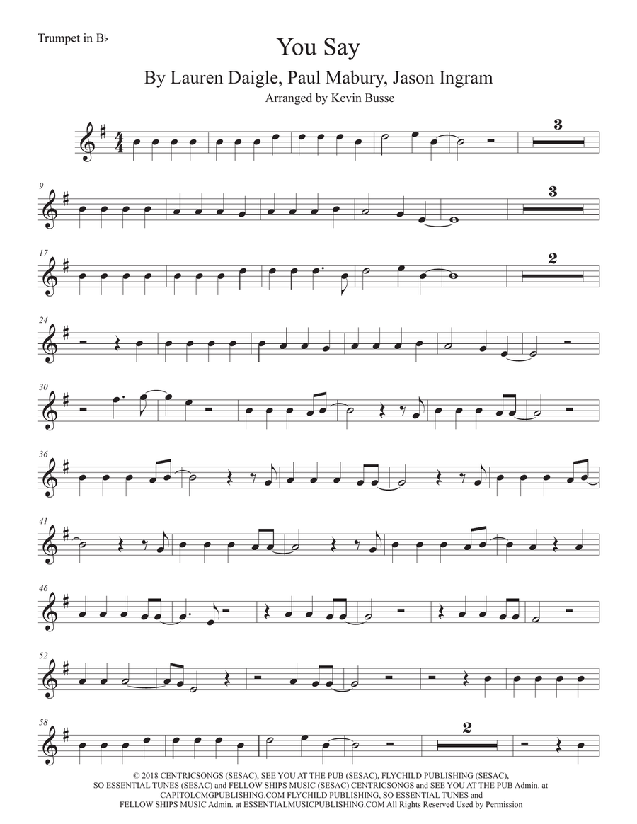 You Say Trumpet Solo scores gallery preview page 1