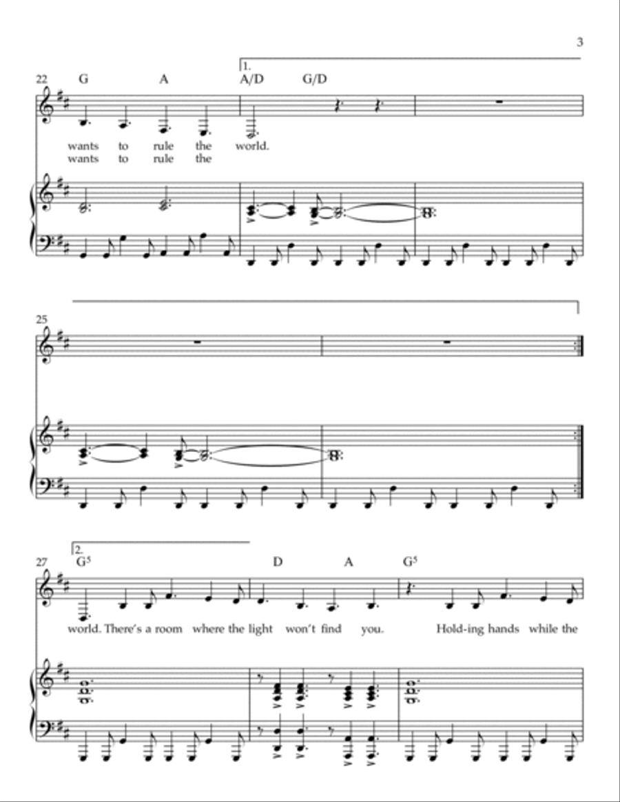 Everybody Wants To Rule The World Piano, Vocal, Guitar scores gallery preview page 3
