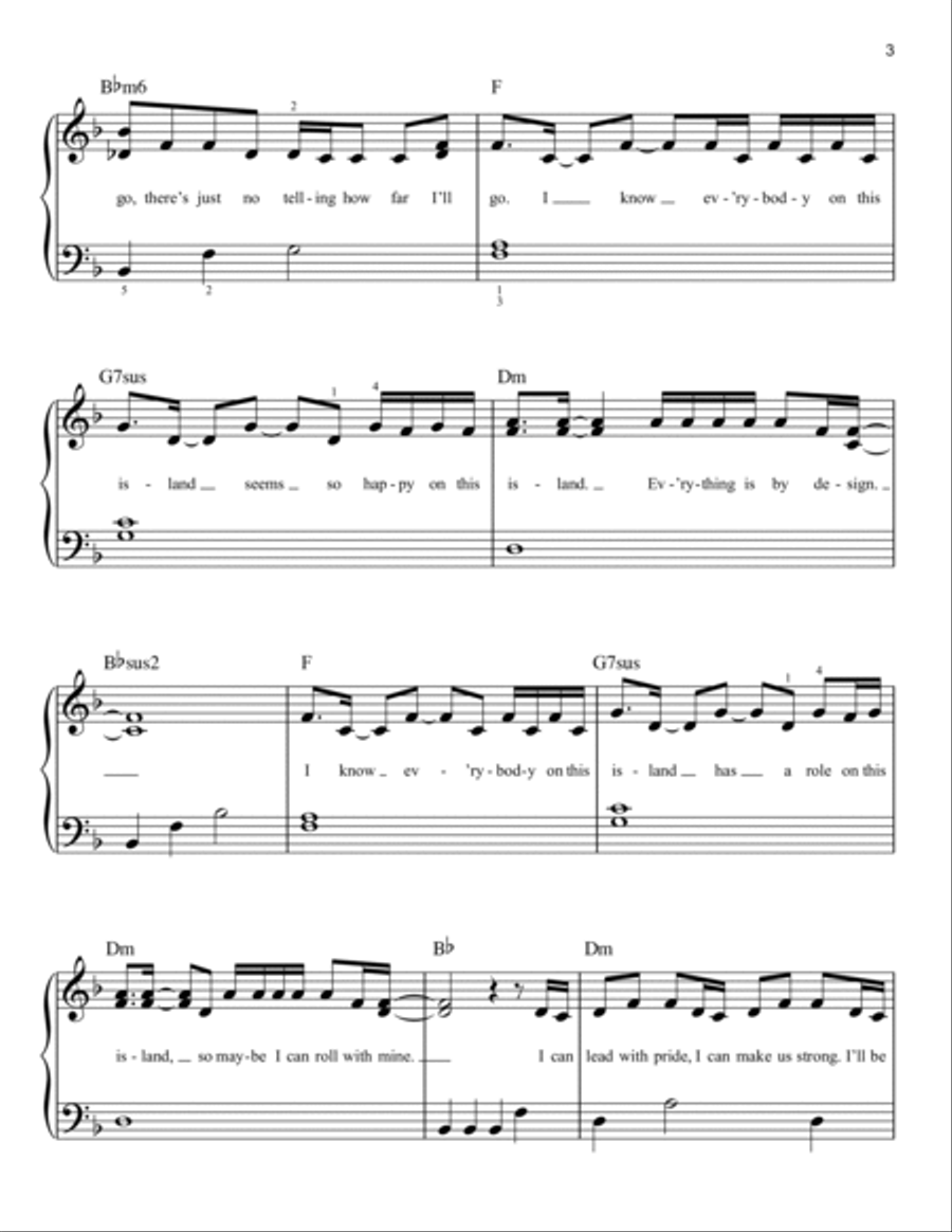 How Far I'll Go (from Moana) Easy Piano scores gallery preview page 3