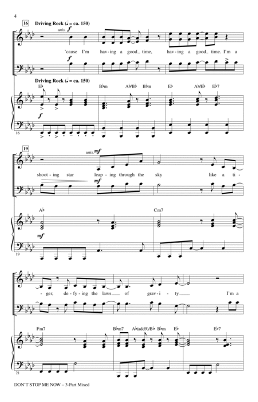 Don't Stop Me Now (arr. Mark Brymer) 3-Part scores gallery preview page 3