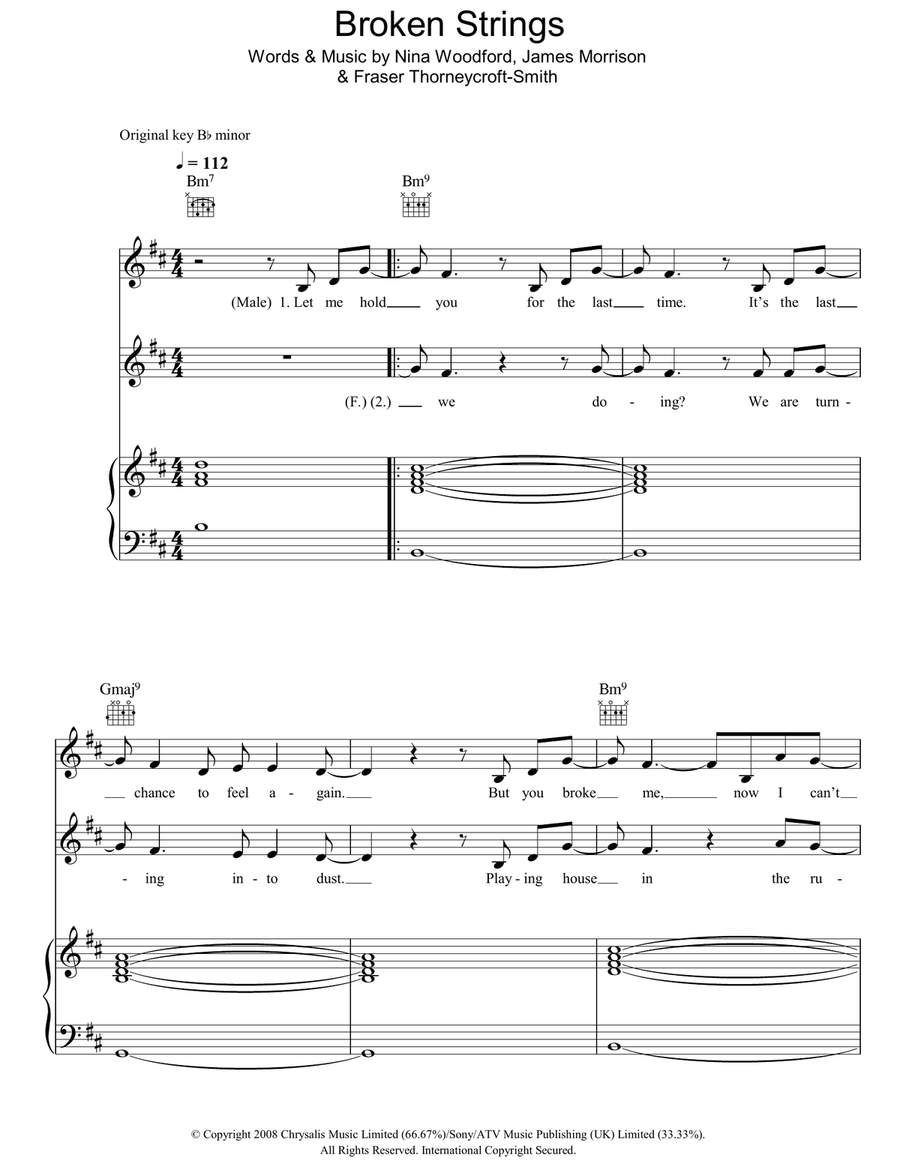Broken Strings Piano, Vocal, Guitar scores gallery preview page 1