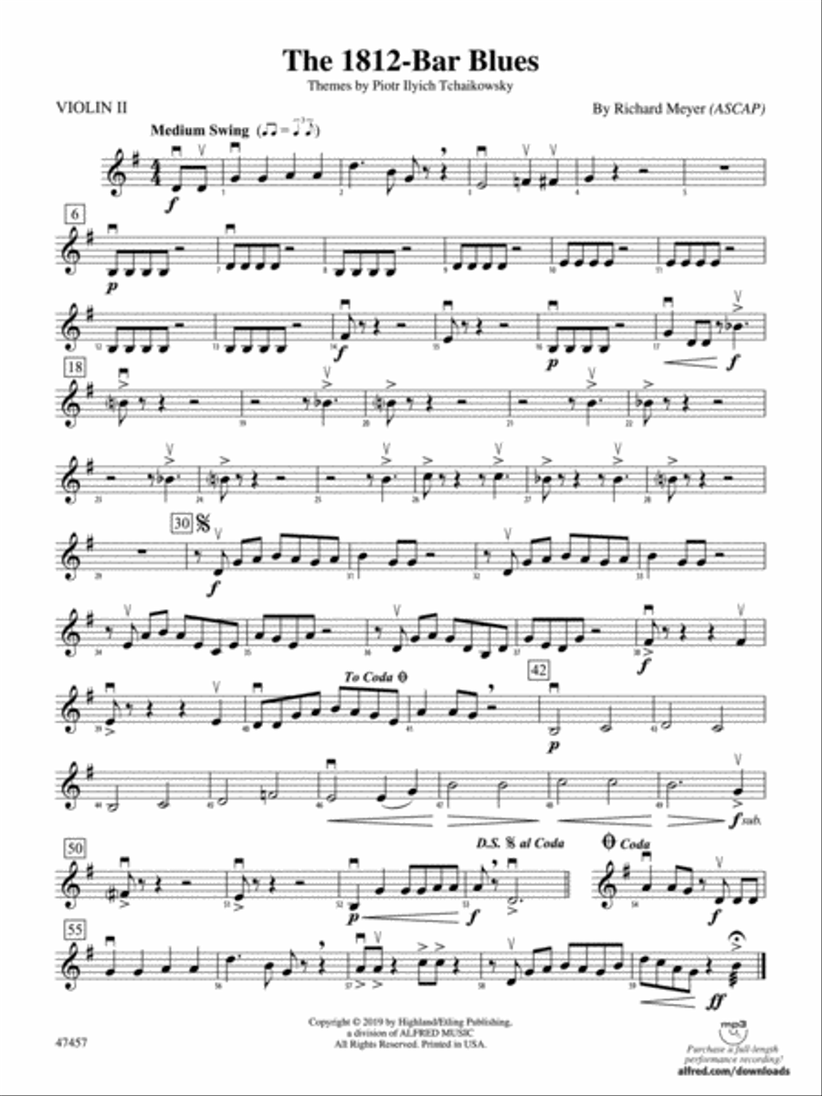 The 1812-Bar Blues: 2nd Violin String Orchestra scores gallery preview page 1