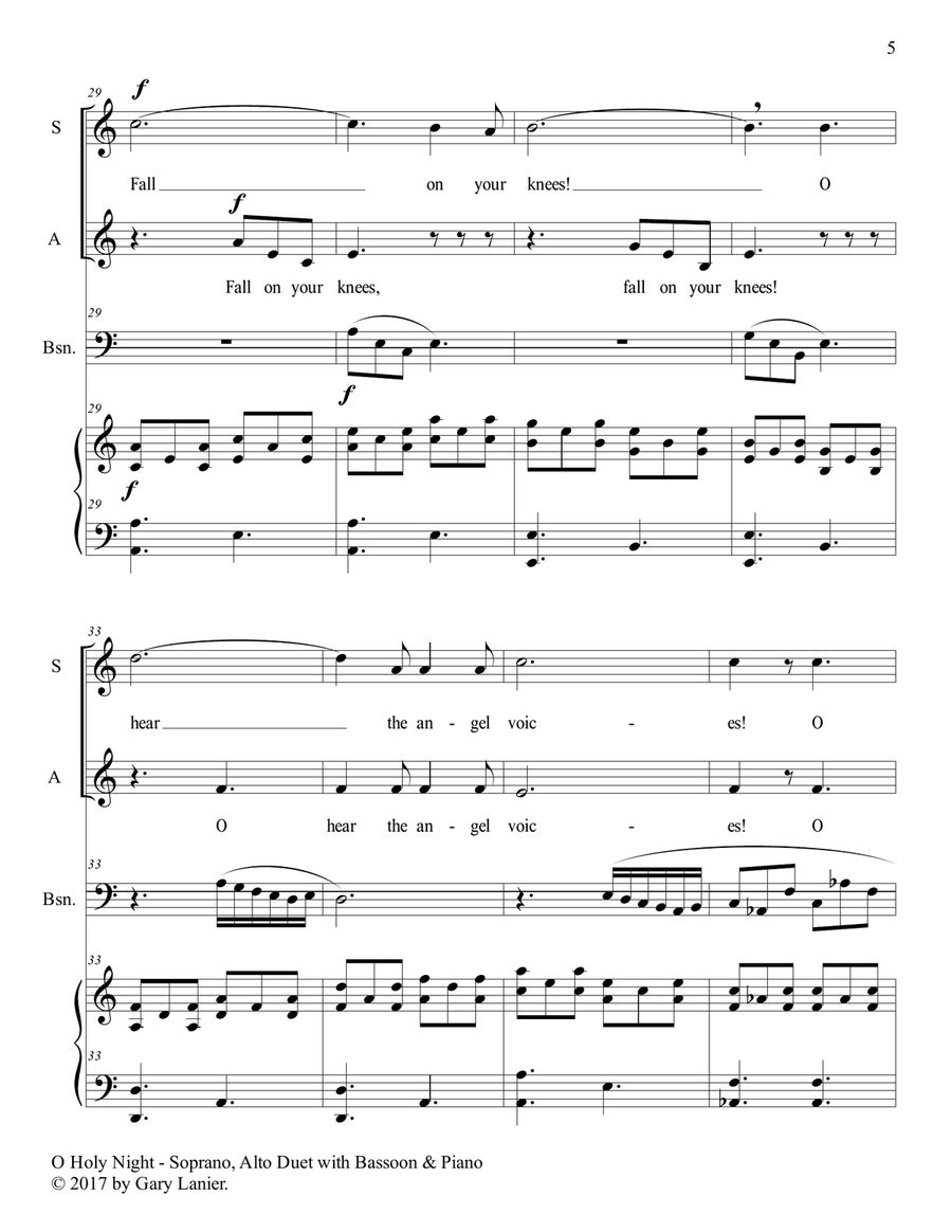 O HOLY NIGHT (Soprano, Alto Duet with Bassoon & Piano - Score & Parts included) Bassoon scores gallery preview page 6