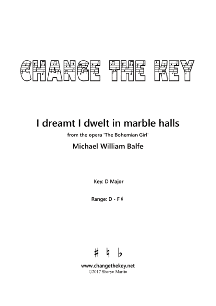 I dreamt I dwelt in marble halls - D Major Voice Solo scores gallery preview page 1