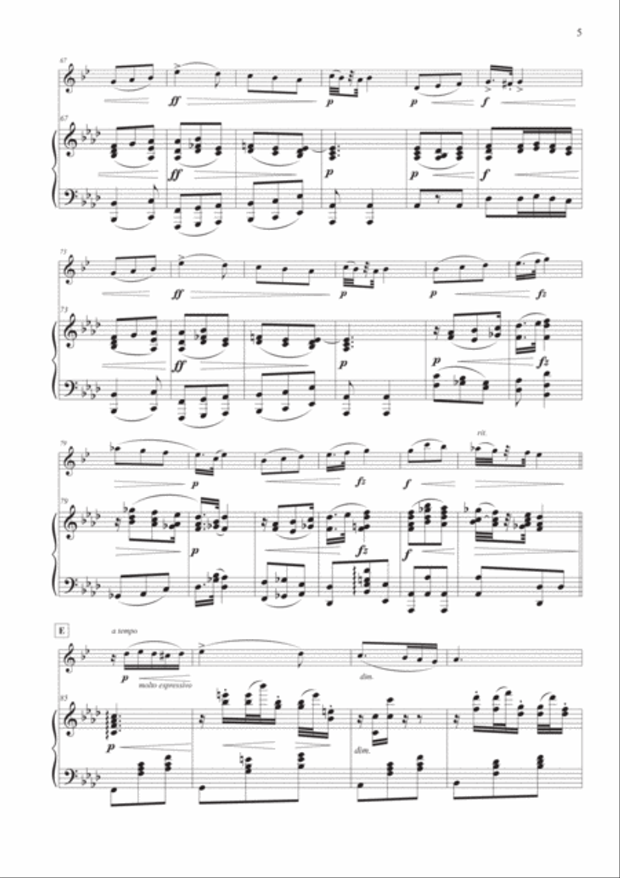Slavonic Dance Op. 72 No. 2 for Clarinet and Piano B-Flat Clarinet scores gallery preview page 5
