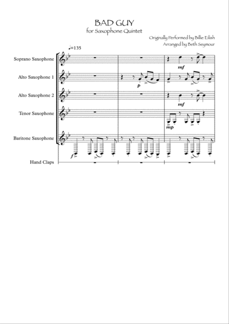Bad Guy Small Ensemble scores gallery preview page 1