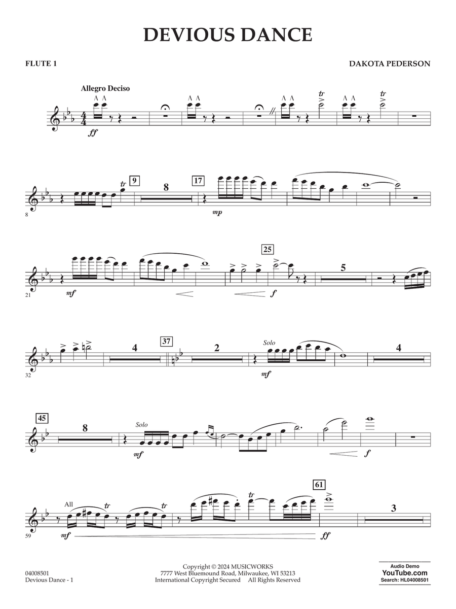 Devious Dance - Flute 1 Concert Band scores gallery preview page 1