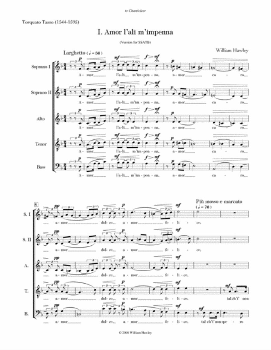 Tre Rime di Tasso (version for SSATTBarB) 4-Part scores gallery preview page 5