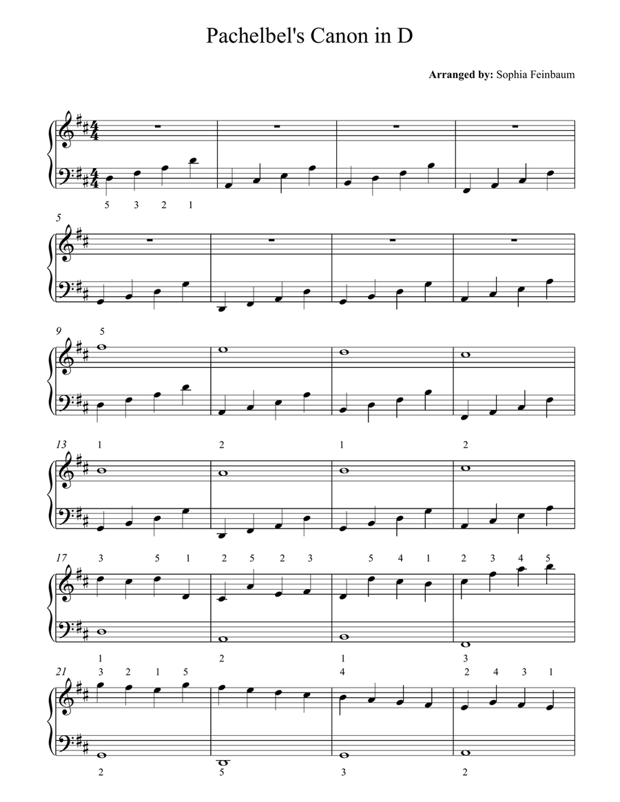 Pachelbel's Canon in D (easy piano) Easy Piano scores gallery preview page 1