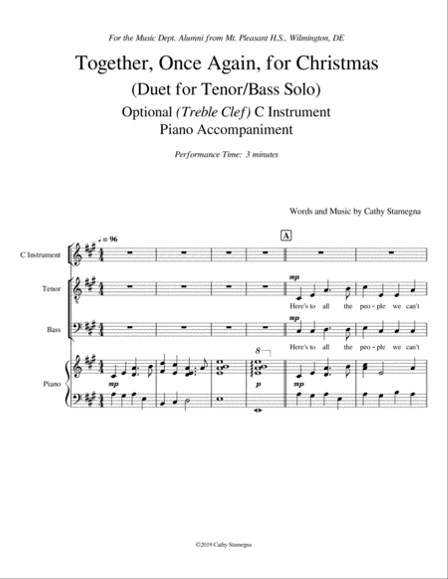 Together, Once Again, for Christmas (Duet for Tenor/Bass Solo, Optional C Instrument, Piano Acc.) Bass Voice scores gallery preview page 2