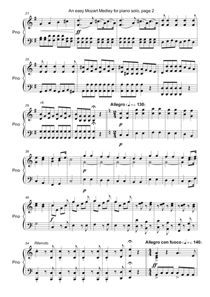 An easy Mozart Medley for piano solo image number null