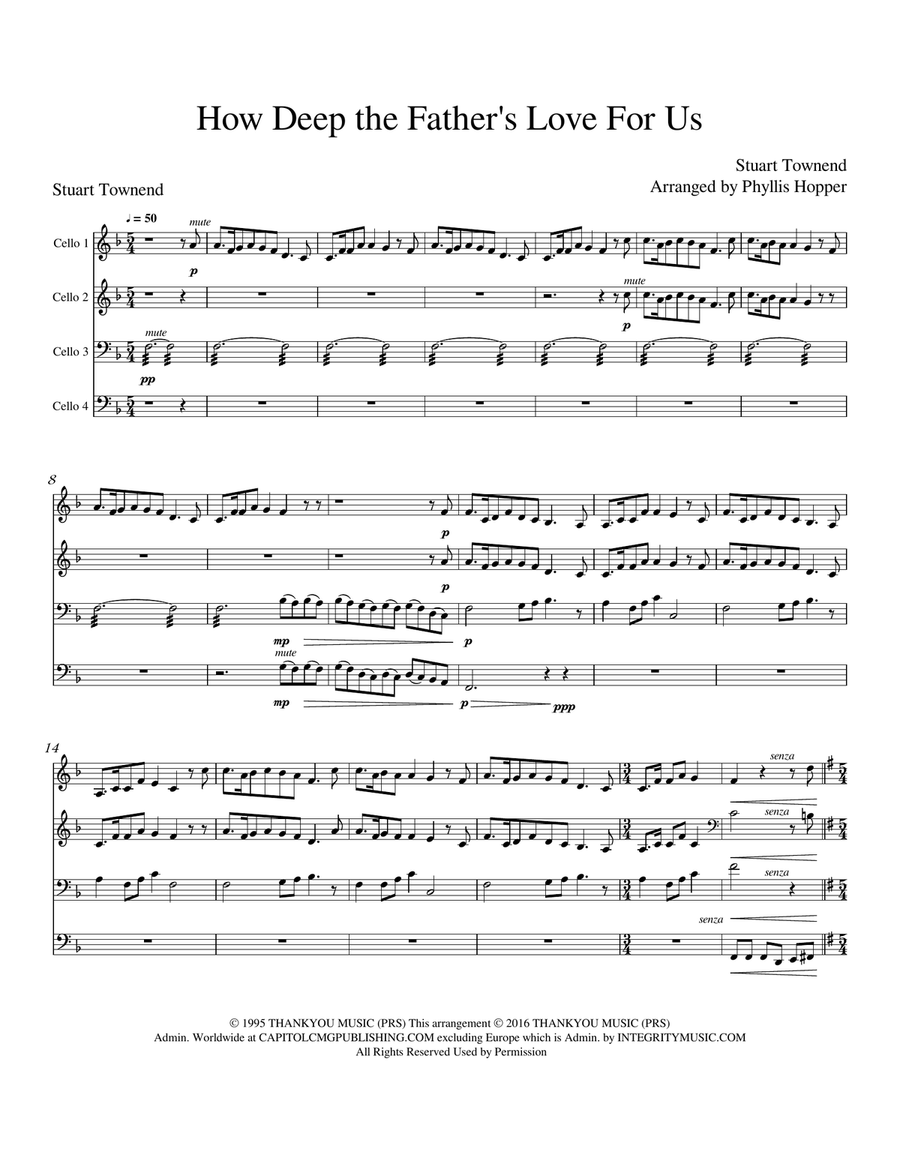 How Deep The Father's Love For Us Cello scores gallery preview page 1