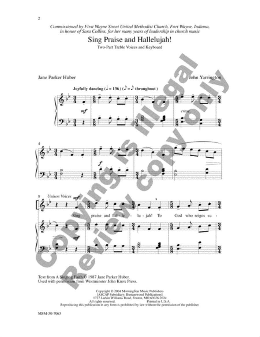Sing Praise and Hallelujah! 3-Part scores gallery preview page 2