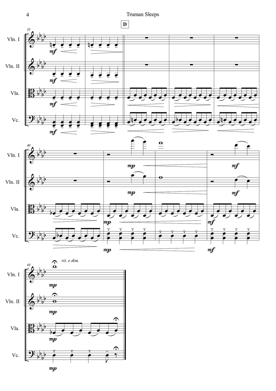 Truman Sleeps String Quartet scores gallery preview page 4