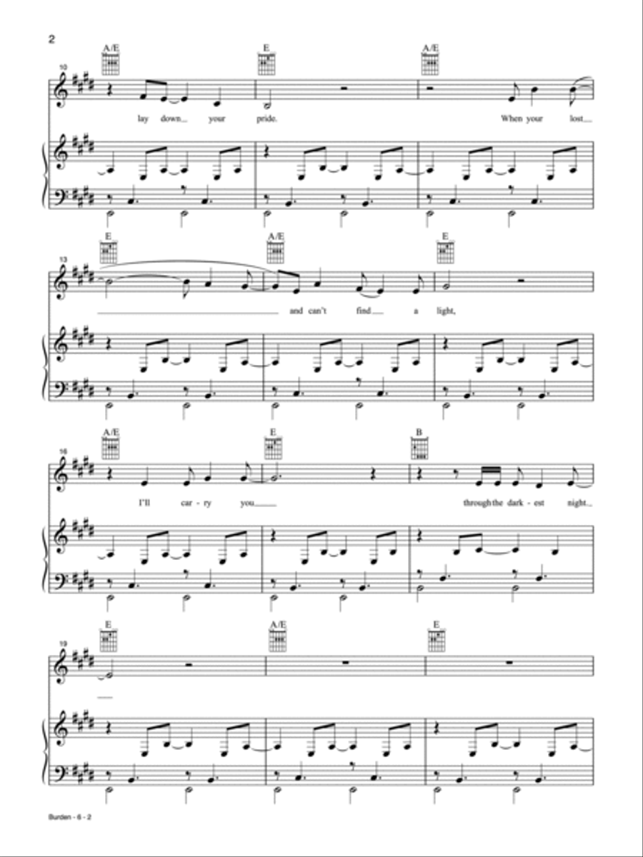 Burden from Burden Burden from Burden Piano, Vocal, Guitar scores gallery preview page 2
