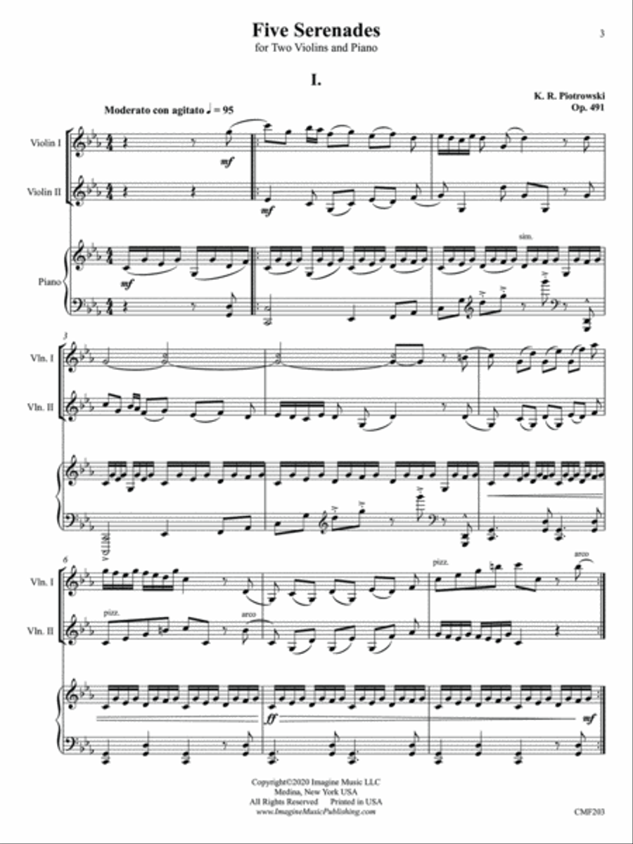 Five Serenades Violin scores gallery preview page 3