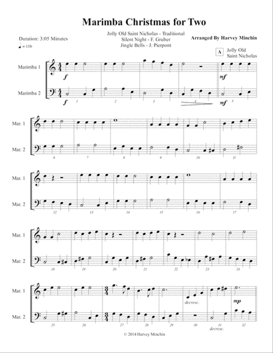Marimba Christmas for Two Percussion Ensemble scores gallery preview page 2
