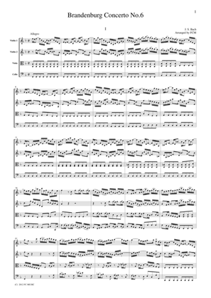 J.S.Bach Brandenburg Concerto No.6, all mvts. for String Quartet, for string quartet, CB227