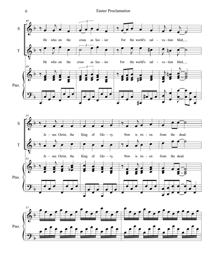 Easter Proclamation (The Risen Christ) (2-part choir - (Soprano and Tenor) 2-Part scores gallery preview page 6