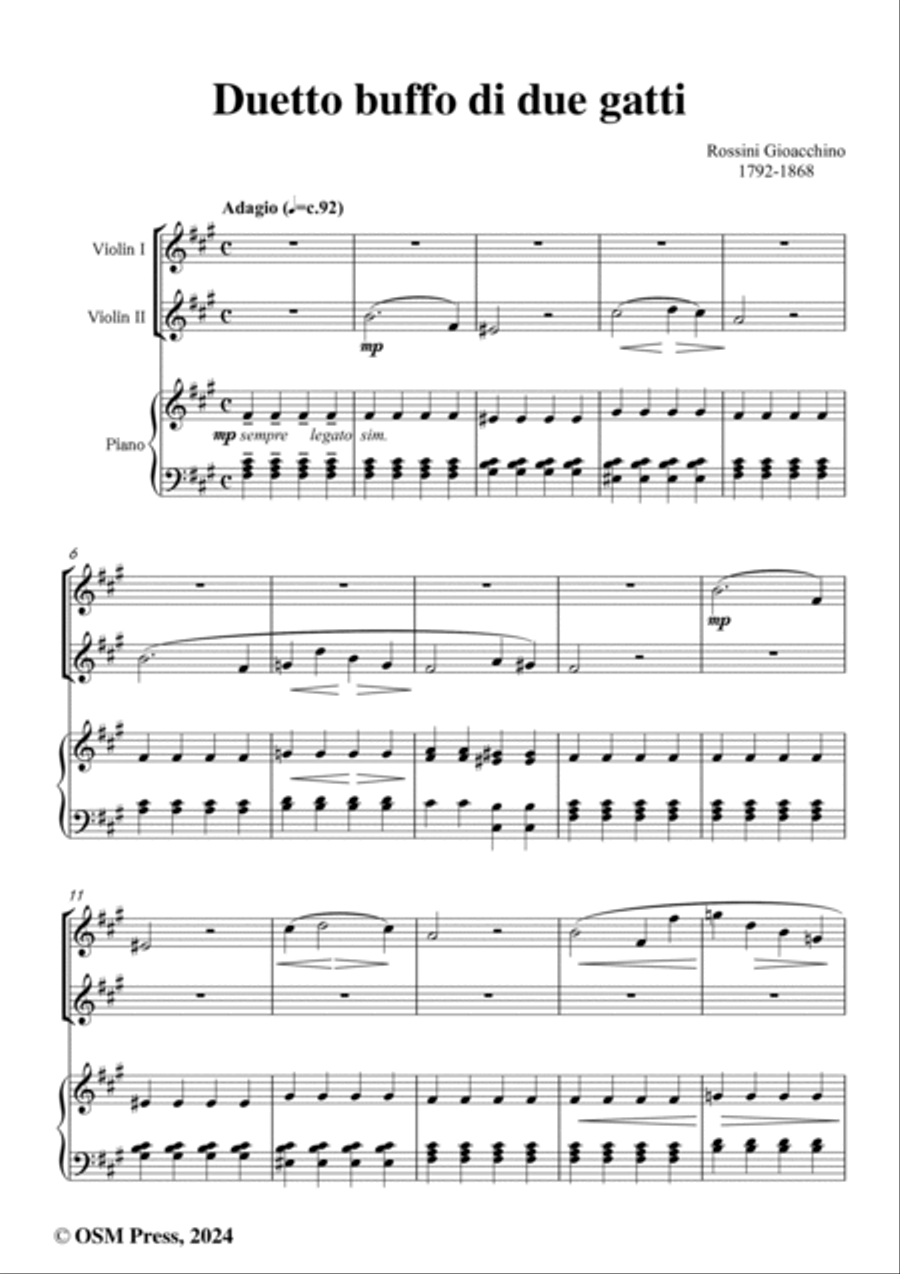 Rossini-Duetto buffo di due gatti(Cats Duet),for Two Violins and Piano String Duet scores gallery preview page 2