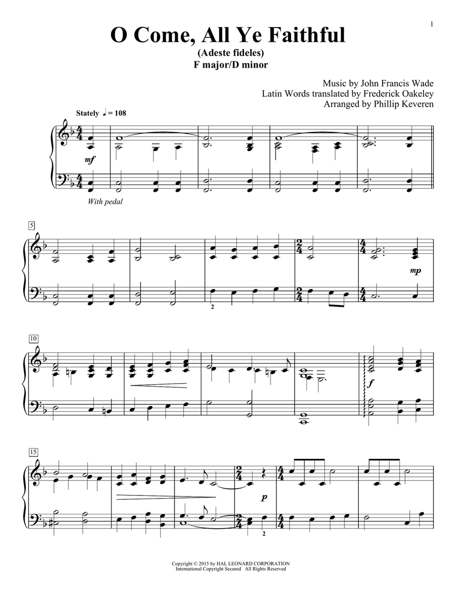 O Come, All Ye Faithful (Adeste Fideles) (arr. Phillip Keveren) Piano Solo scores gallery preview page 1