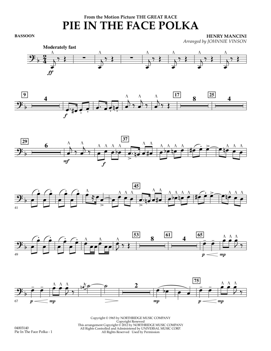 Pie In The Face Polka - Bassoon Concert Band scores gallery preview page 1