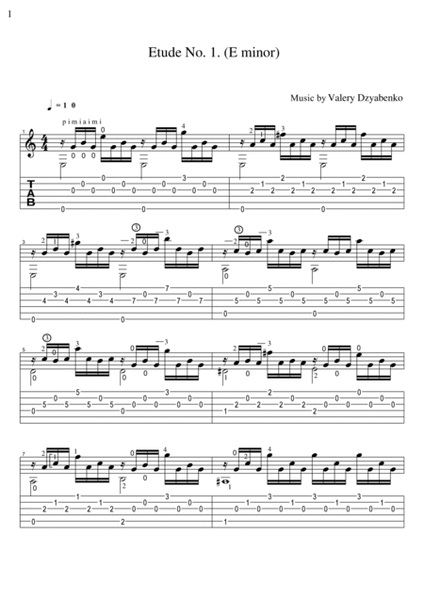 Six etudes for classical guitar. image number null
