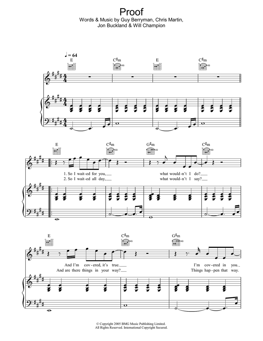 Proof Piano, Vocal, Guitar scores gallery preview page 1