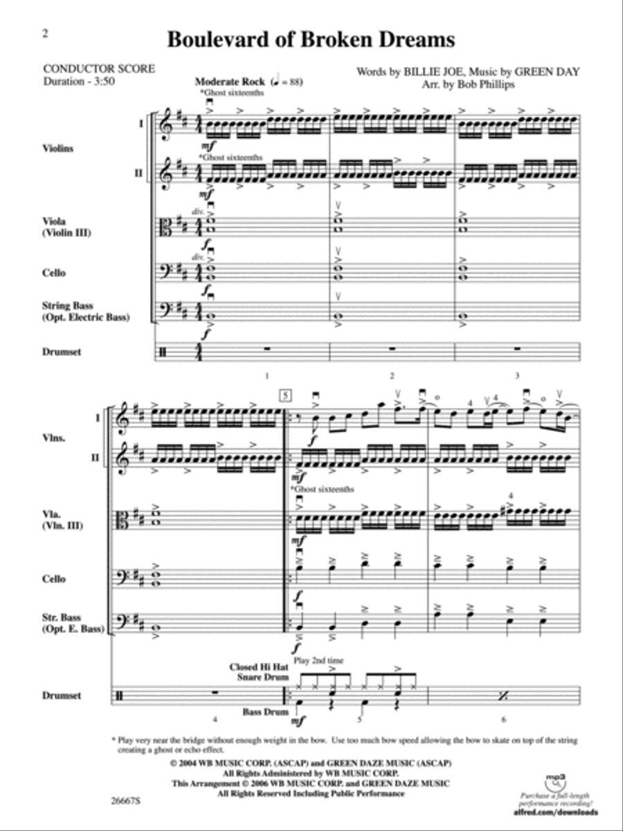 Boulevard of Broken Dreams String Orchestra scores gallery preview page 2