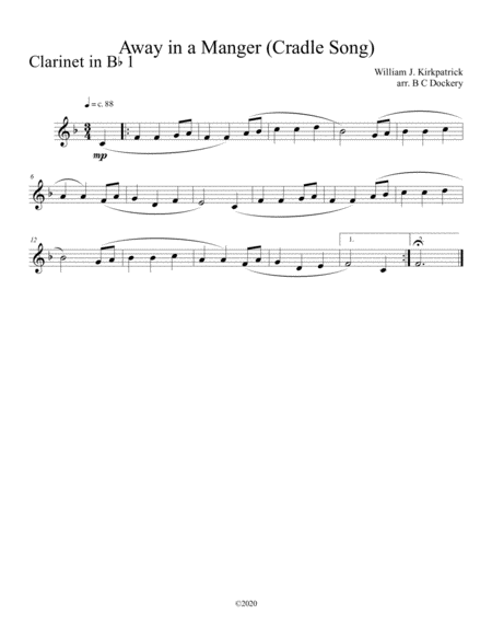 Away in a Manger (Cradle Song) for clarinet duet with piano accompaniment image number null