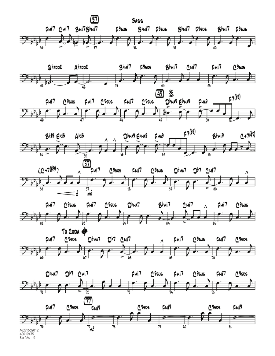 Six P.M. - Bass Jazz Ensemble scores gallery preview page 2