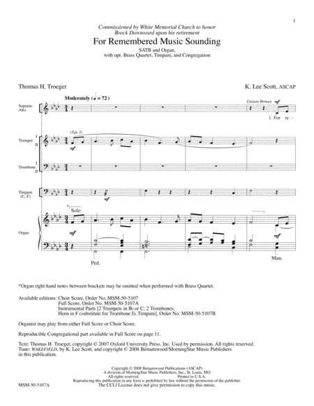 For Remembered Music Sounding (Full Score) image number null
