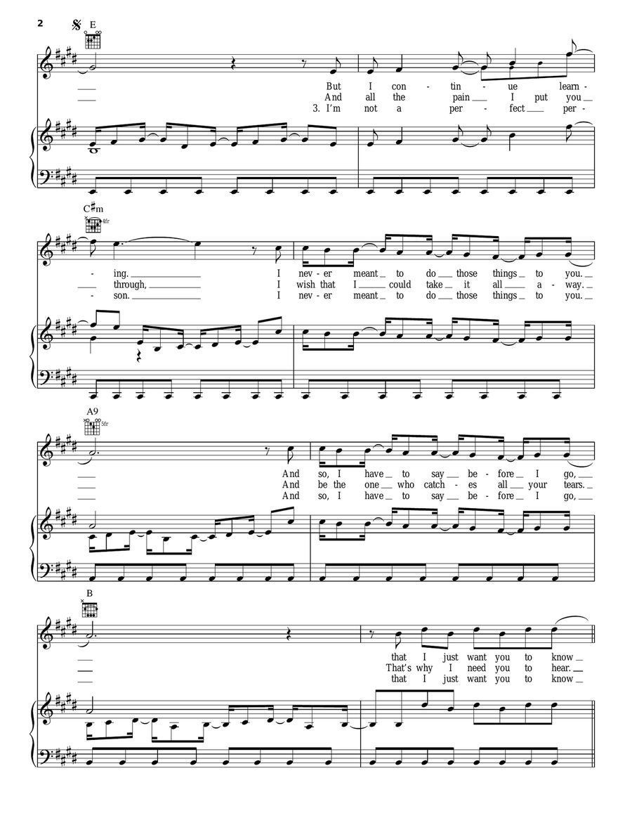 The Reason Piano, Vocal, Guitar scores gallery preview page 2
