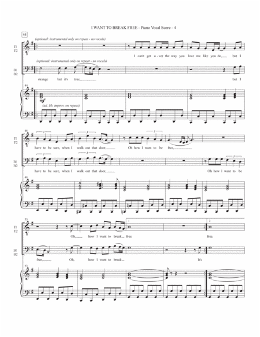 I Want To Break Free TTBB scores gallery preview page 4